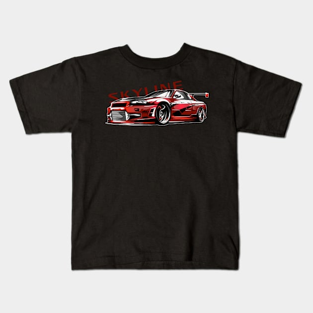 skyline R34 Kids T-Shirt by hypersporttv